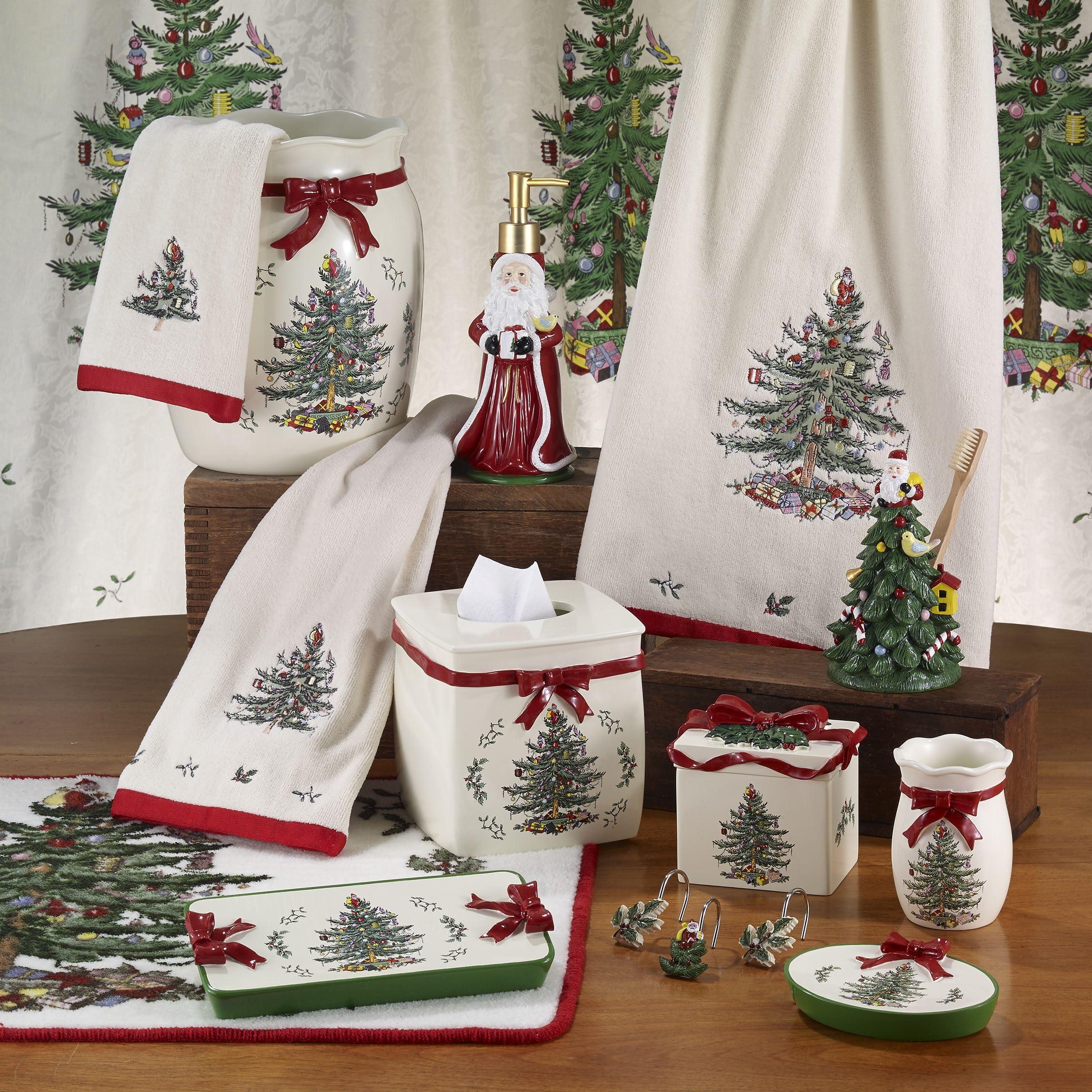 Spode Christmas Tree Collection Bath Towel - Ultra Soft & Highly Absorbent 100% Cotton Towel for Bath, Spa, and Holiday Decor