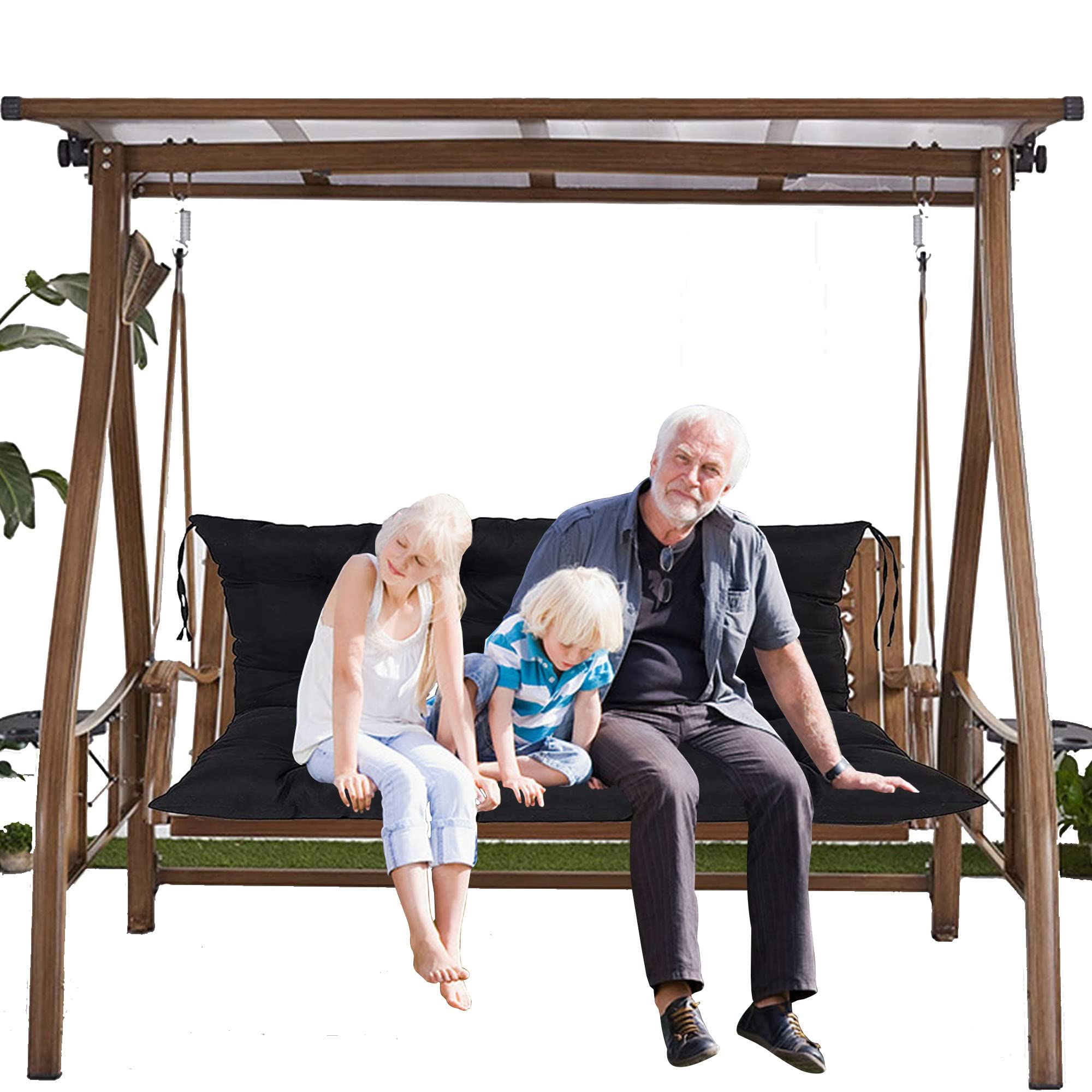 2-3 Seater Bench Cushion with Backrest - Waterproof Non-Slip Replacement Seat Pad for Outdoor Porch Swing, Garden Patio Furniture - Perfect for Relaxing in Backyard, Deck or Poolside