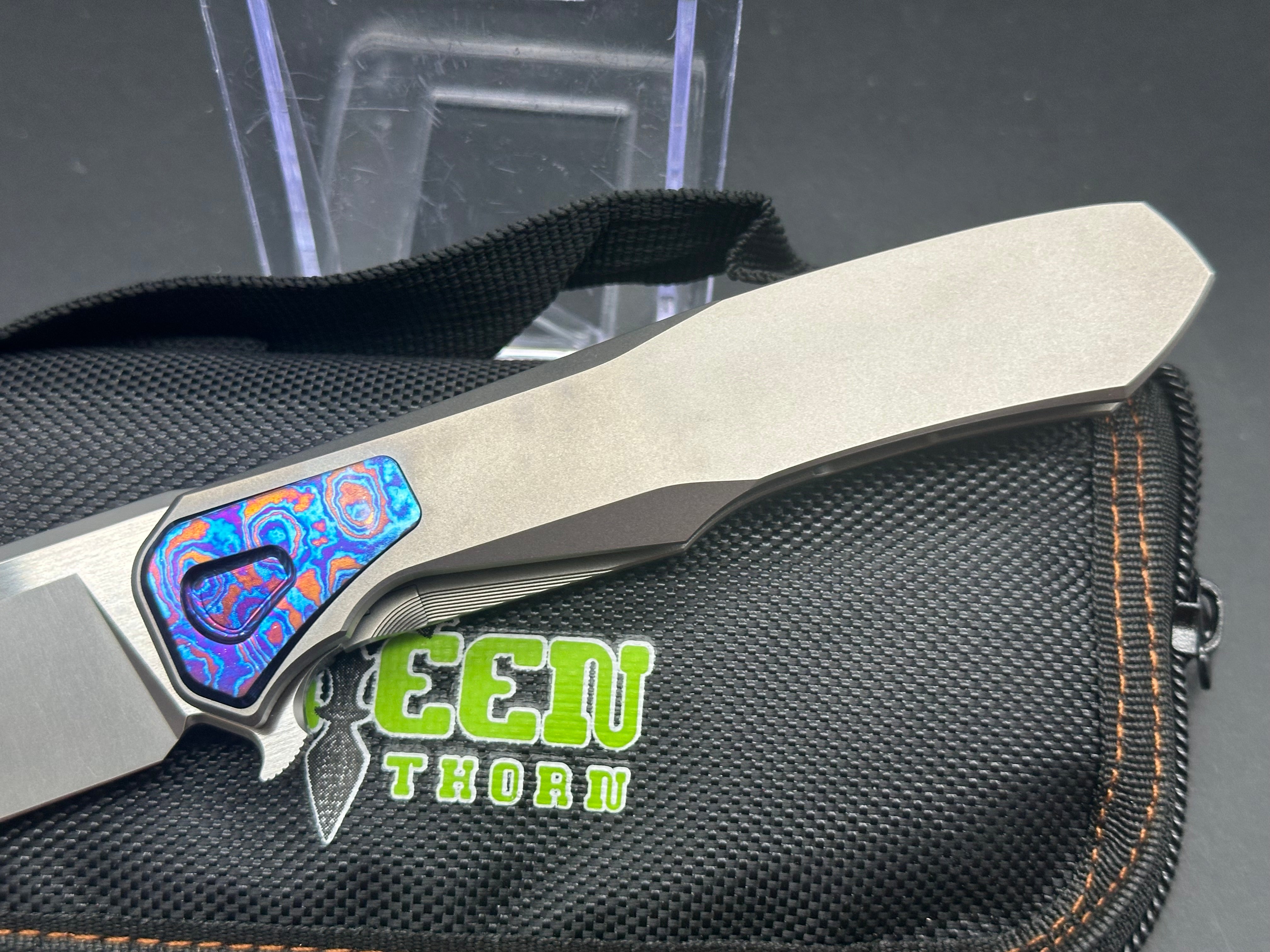 Premium Green Thorn Lochsa Folding Knife - M390 Super Steel Blade & TC4 Titanium Integral Handle for Outdoor, Camping, Hunting, and EDC Use