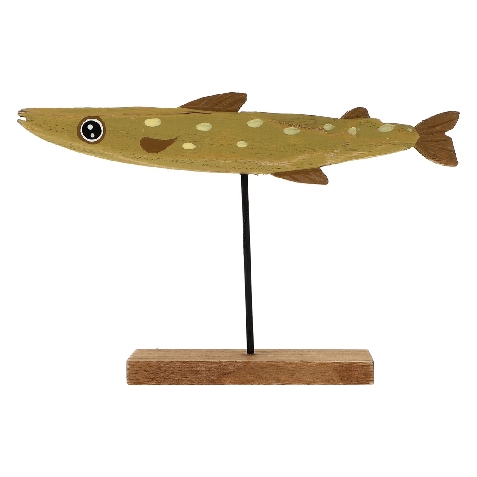 Balacoo Wooden Fish Sculpture with Stand - Mediterranean Style Table Centerpiece for Home & Beach Decor | Ocean-Themed Living Room, Office & Coastal Decorations