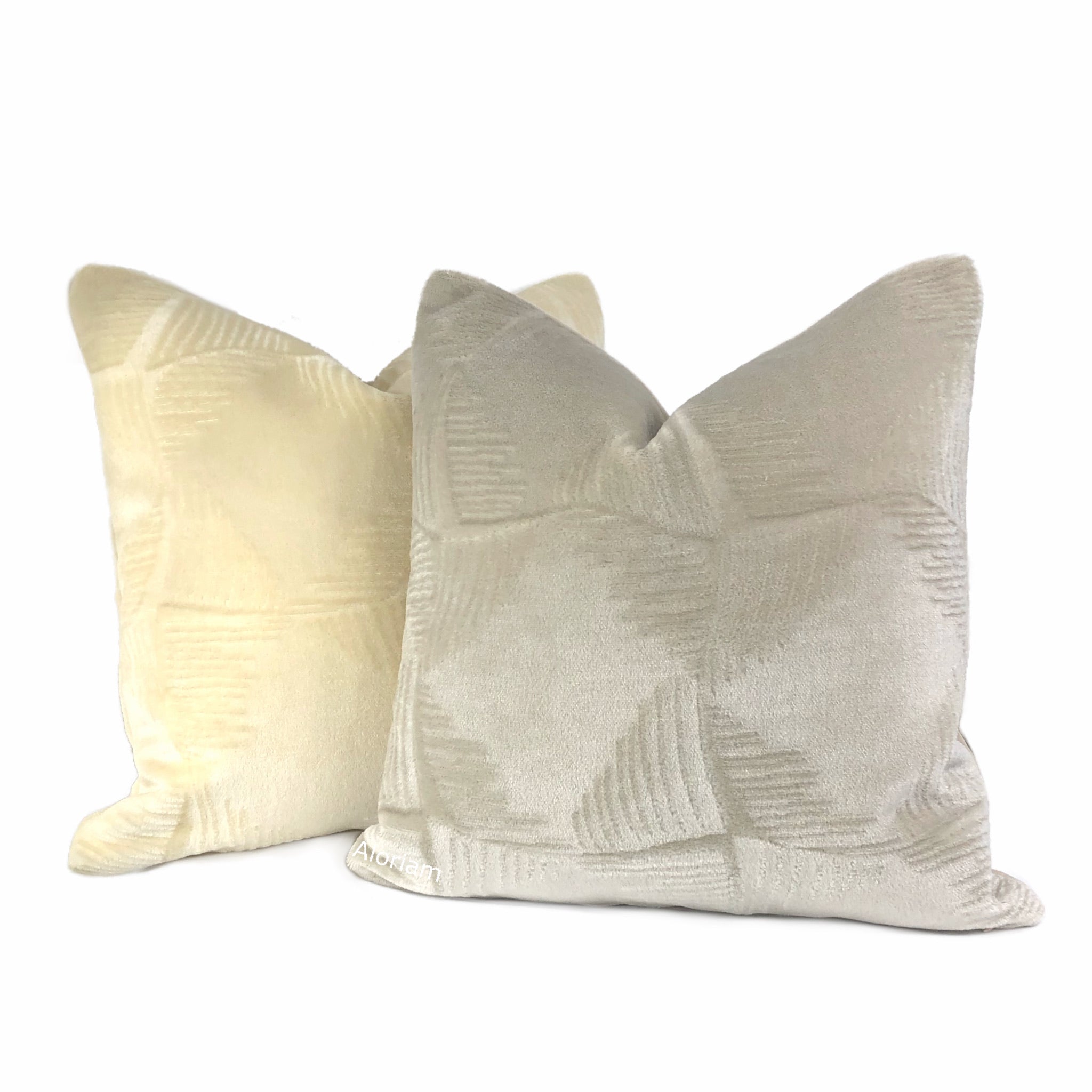 Luxury Ludlow Cream Mohair Velvet Pillow Cover - Premium Brunschwig & Fils Fabric - Elegant Home Decor for Living Room, Bedroom & Sofa - Soft Velvet Throw Pillow Case for Cozy Interior Design