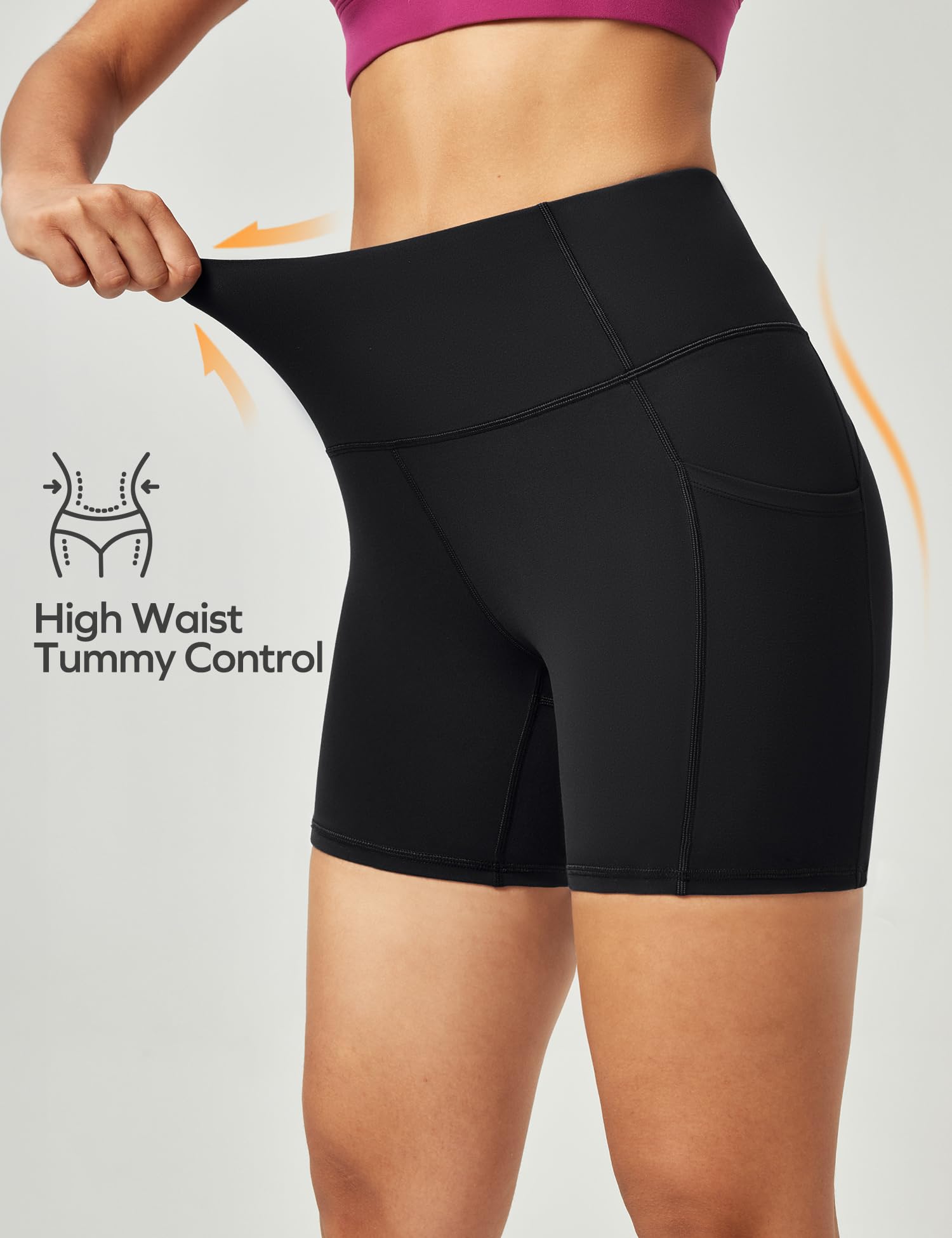Ewedoos Women's High Waisted Biker Shorts - Tummy Control Workout Shorts with 3 Pockets, Compression Gym Running Yoga Shorts for Women | Perfect for Workouts, Running, Yoga & Everyday Wear