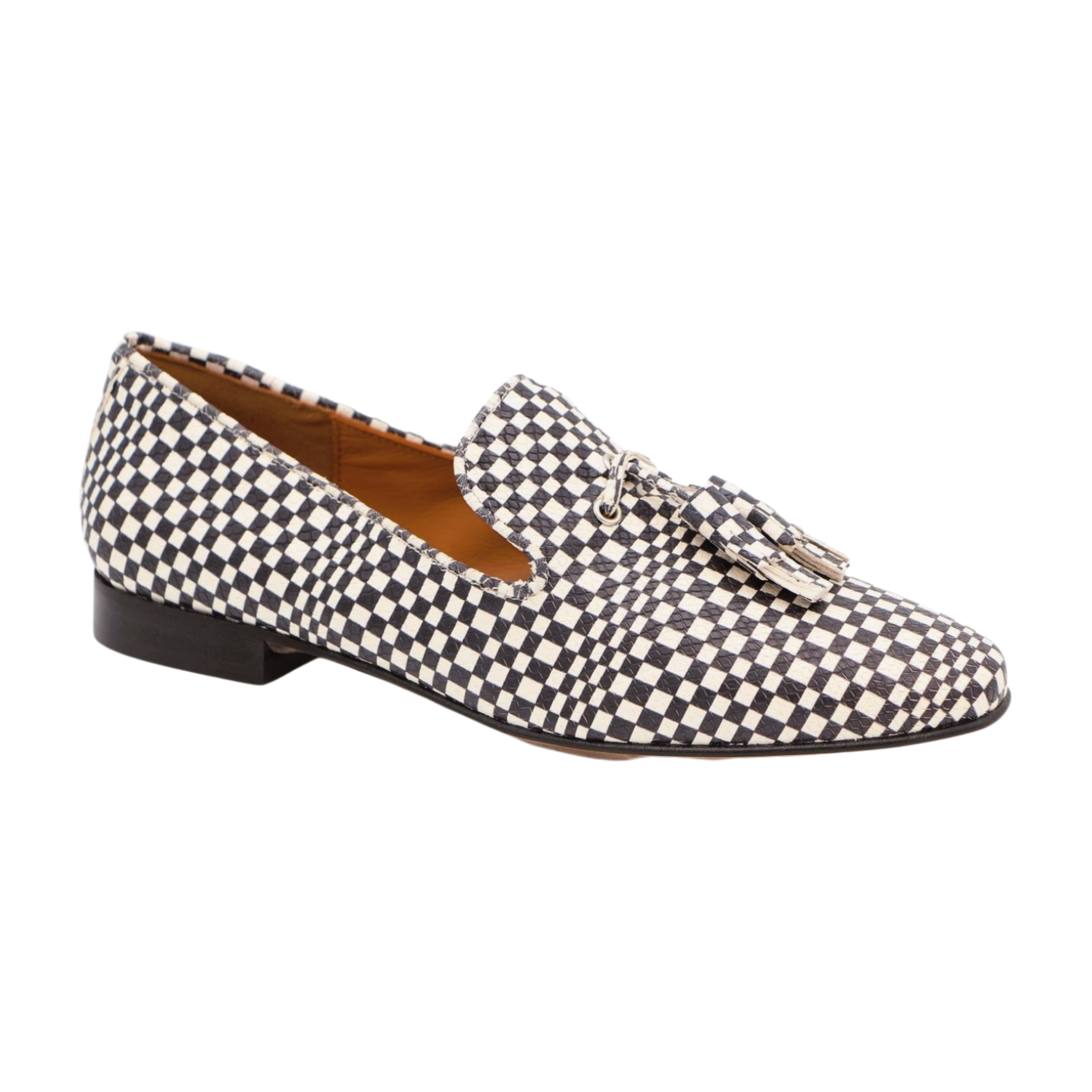 PEDRO MIRALLES Black & White Checkered Leather Loafers with Tassels - Classic Men's Dress Shoes for Business, Office & Formal Occasions