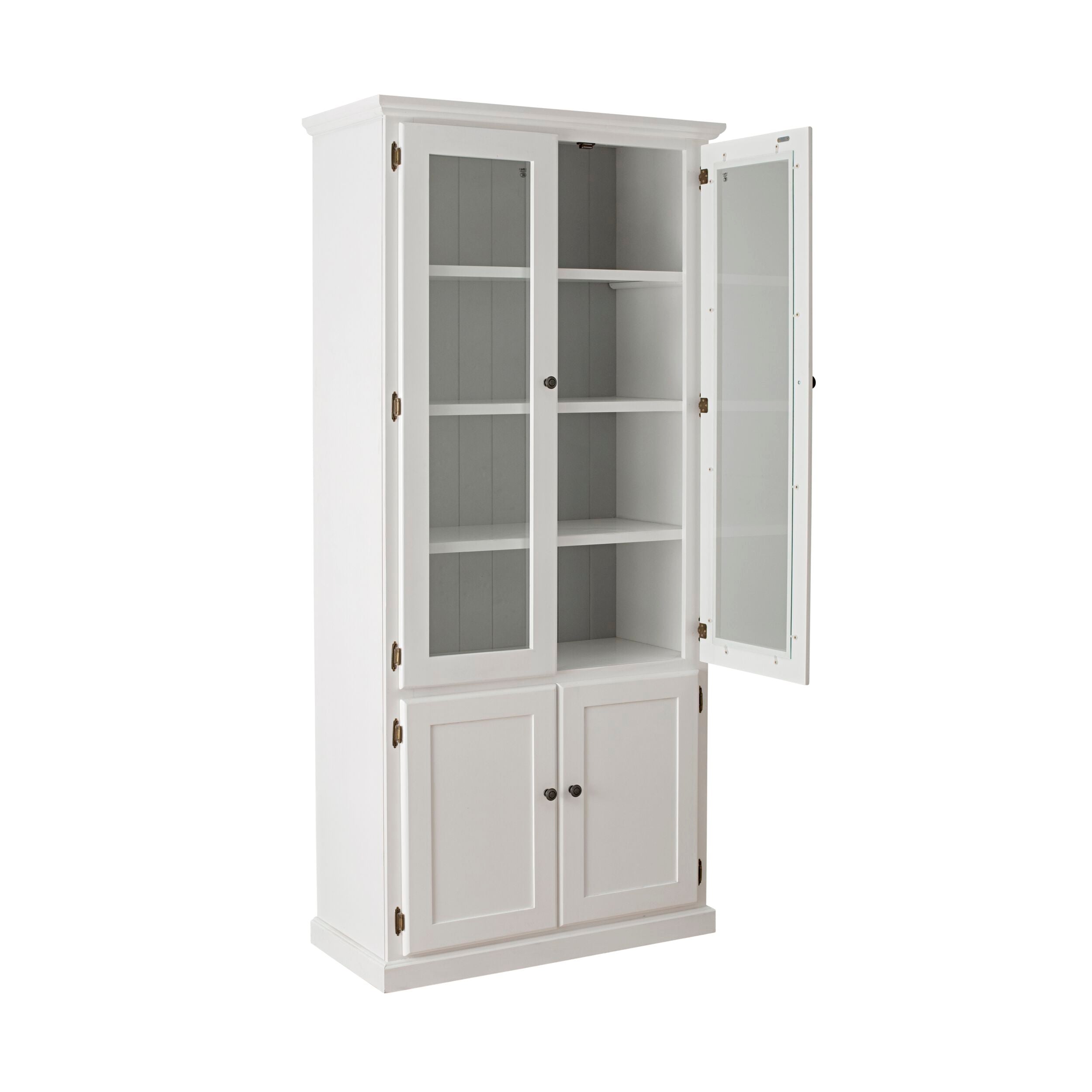 Armand 4 Door Glass Display Cabinet 94.6 x 206cm White - Perfect for Living Room, Dining Room & Office Storage & Display