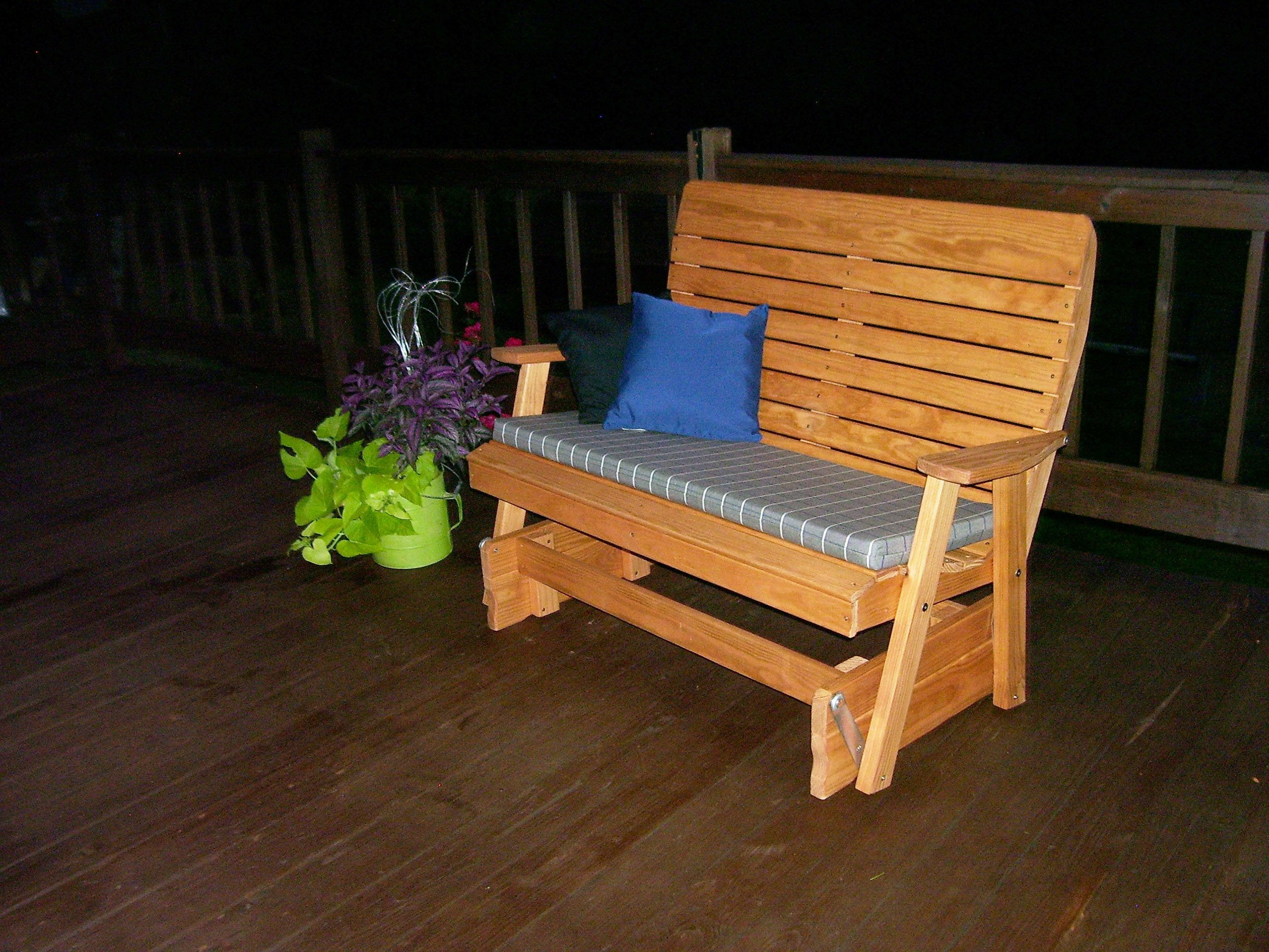 A & L Furniture Pressure Treated Pine Highback Glider - Outdoor Patio Rocking Chair for Garden, Porch, and Deck Relaxation