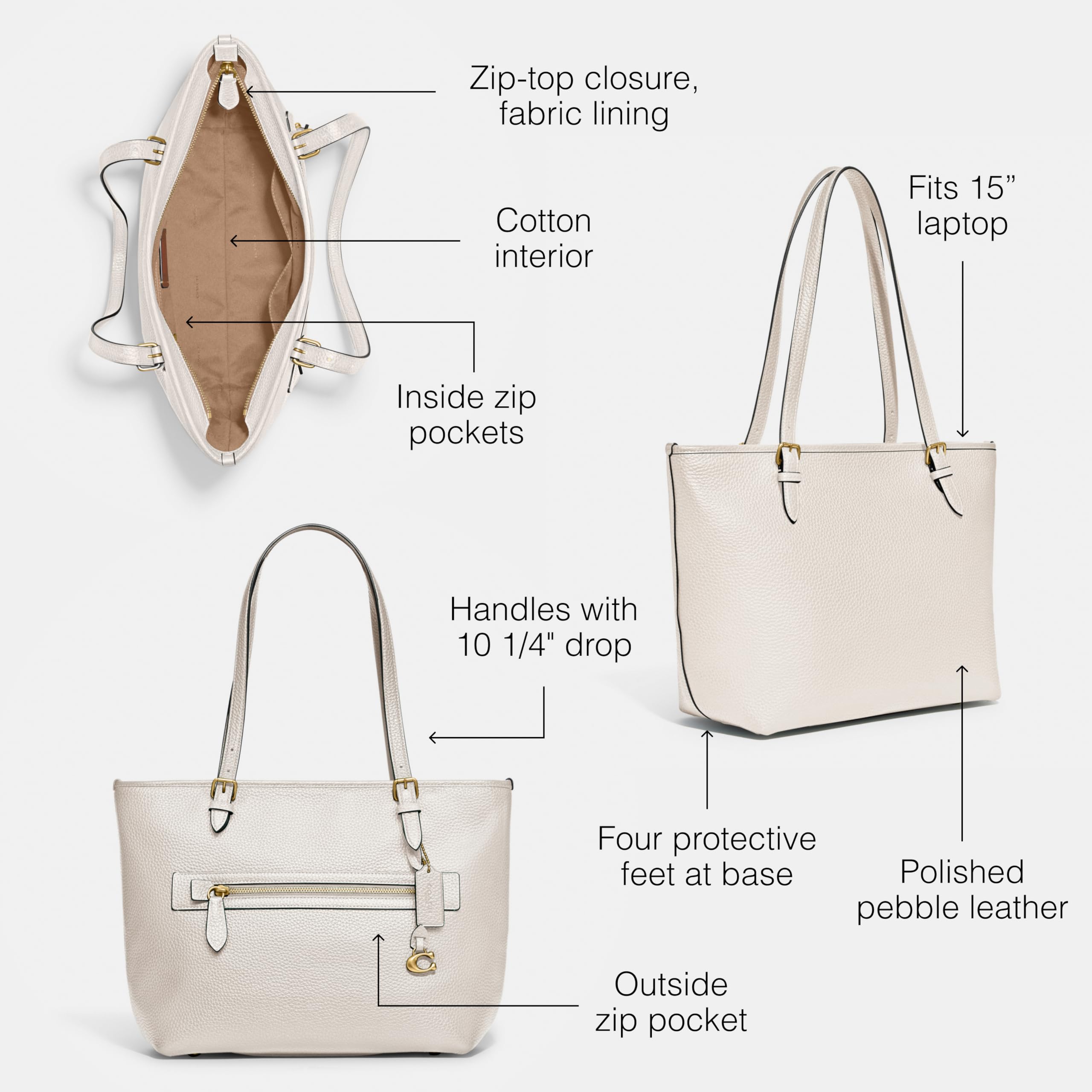 Coach Women's Polished Pebble Leather Taylor Tote - Stylish Designer Handbag for Work, Travel & Everyday Use | Premium Leather Shoulder Bag for Women