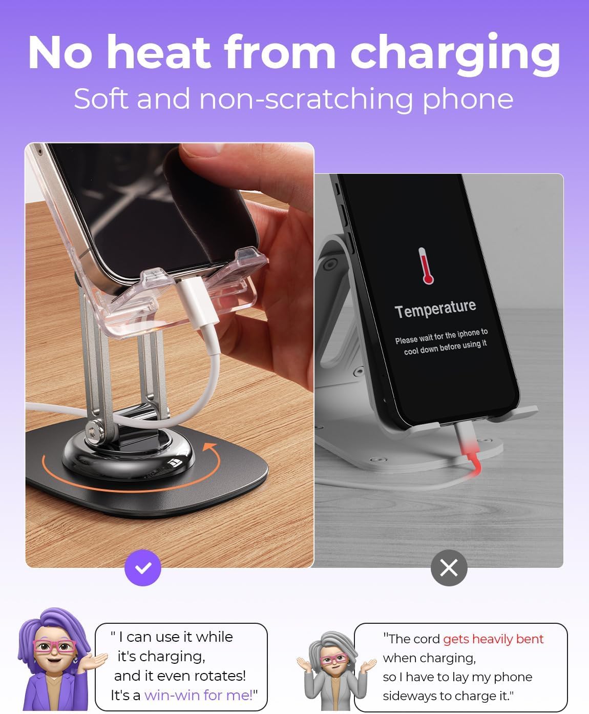 LISEN Acrylic Phone Stand for Desk - Adjustable Cell Phone Holder for iPhone & Android (4-11 Inch) - Cute Office Accessories for Women, Perfect for Cubicle, Home Desk & Video Calls