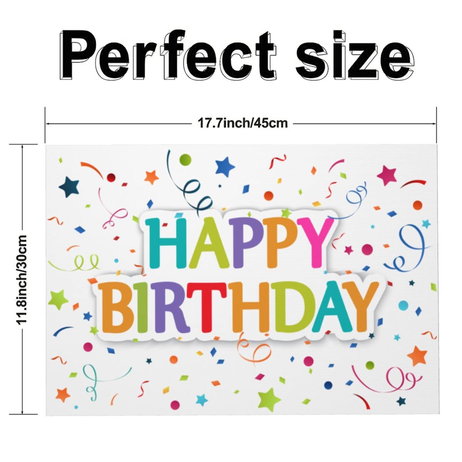 Happy Birthday Woven Fabric Placemats Set of 4 - Rectangle Dining Table Mats for Birthday Parties, Family Gatherings & Holiday Celebrations