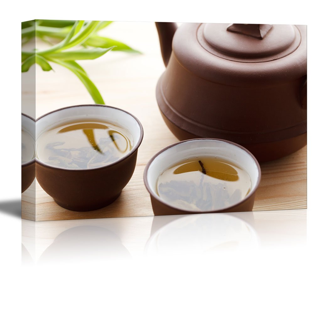 Modern Still Life Green Tea & Tea Cup Canvas Print Wall Art - 32