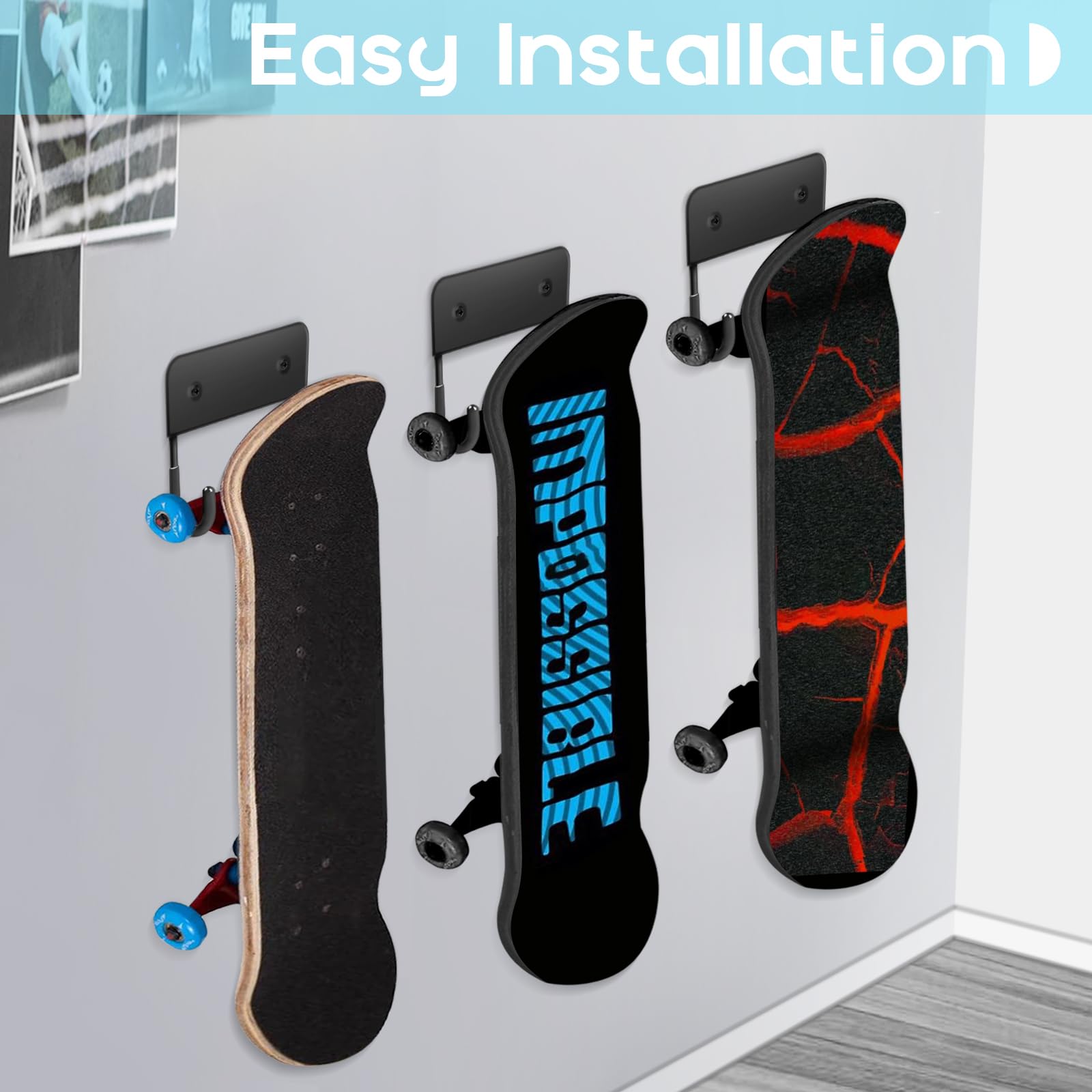 Vowcarol Skateboard Wall Mount Hook - Storage Rack for Skateboards at Home