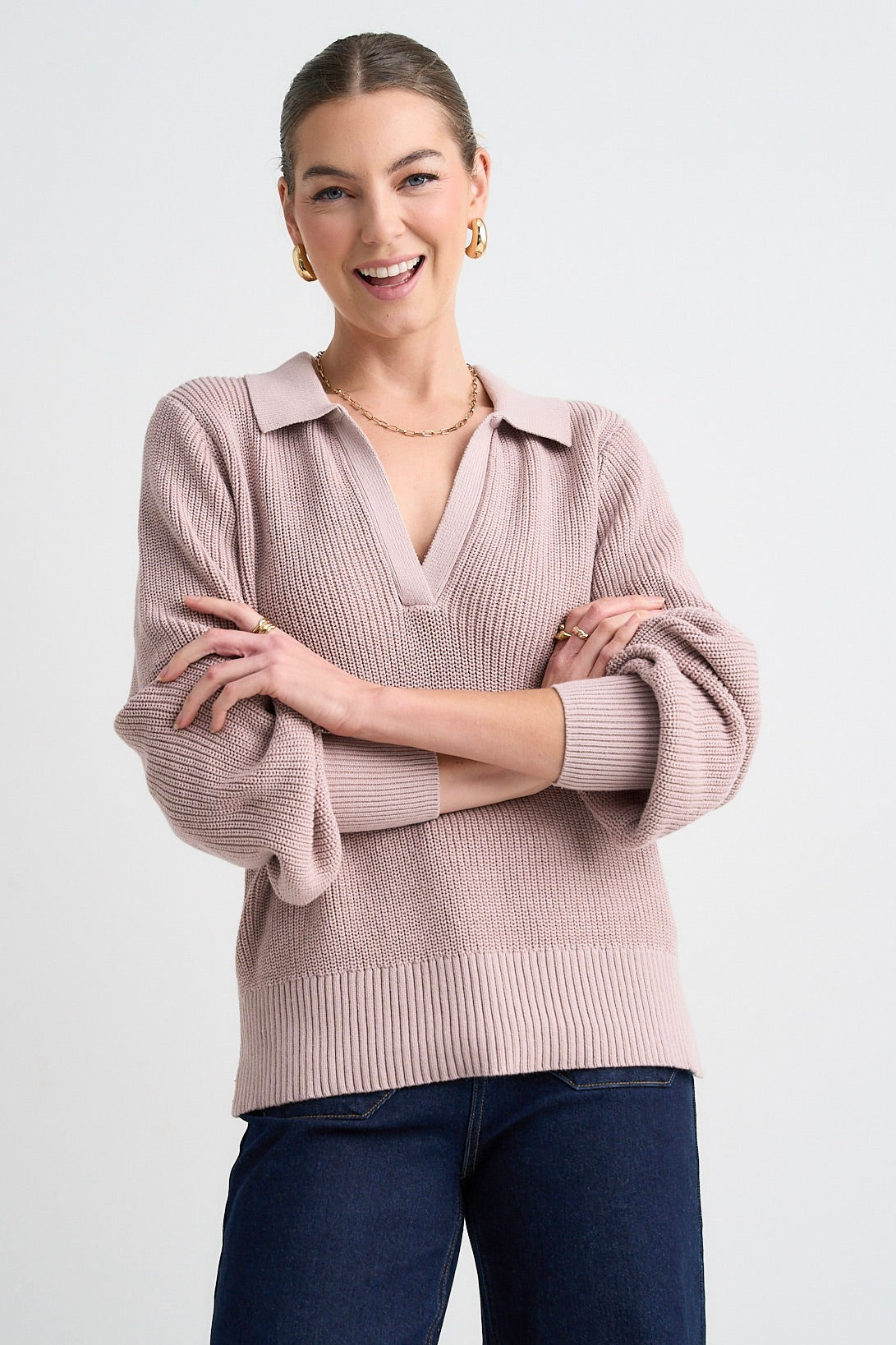 Honor Mushroom Cotton Collar Jumper for Women - Soft & Comfortable Knit Sweater - Perfect for Fall & Winter Outfits, Office Wear and Casual Style