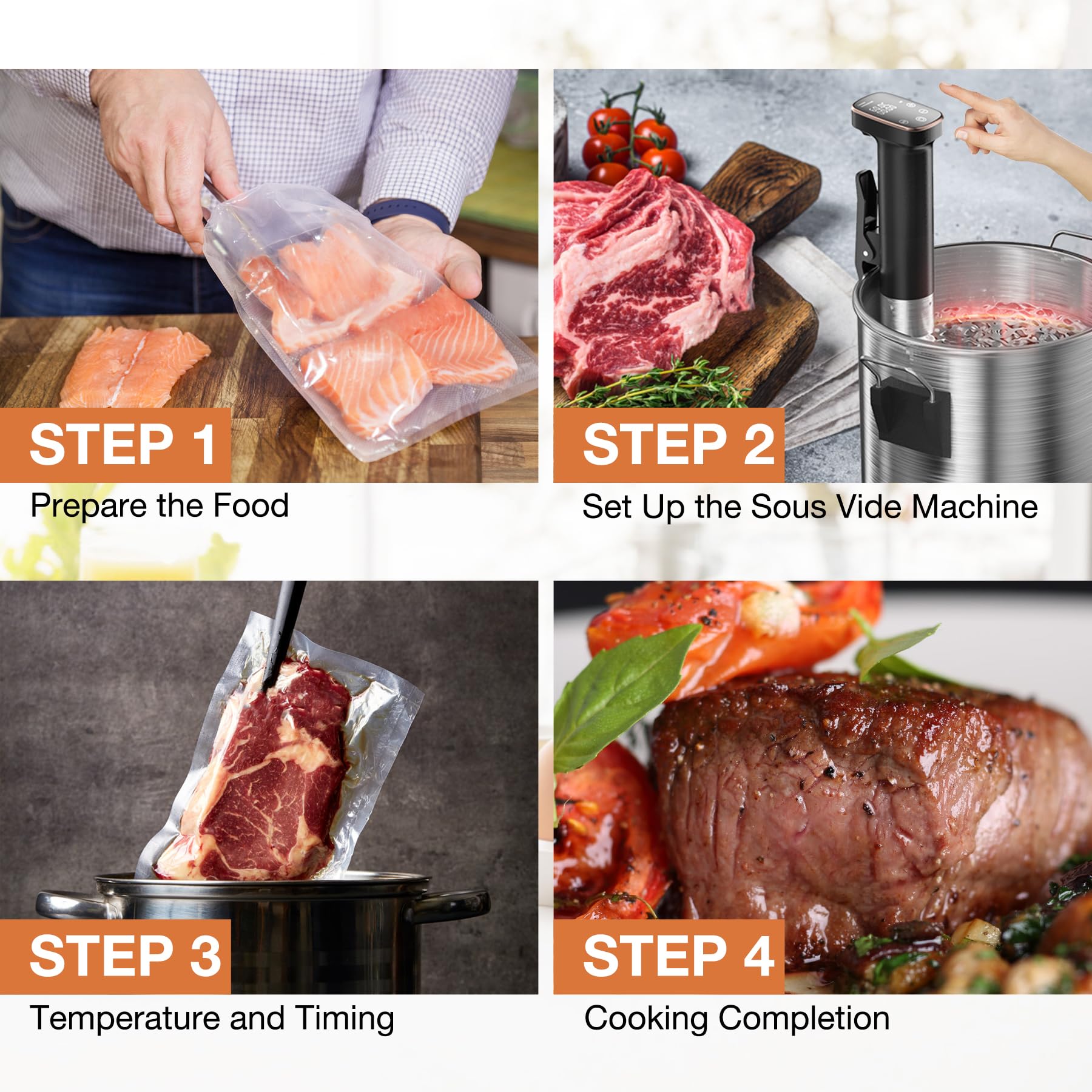 1100W Sous Vide Precision Cooker with Digital Timer - Ultra-Quiet Immersion Circulator, Accurate Temperature Control, IPX7 Waterproof & Touch Screen - Perfect for Home Chefs, Restaurant Cooking, and Meal Prep