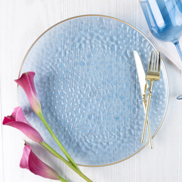 Blue and Gold Rim Transparent Hammered 13