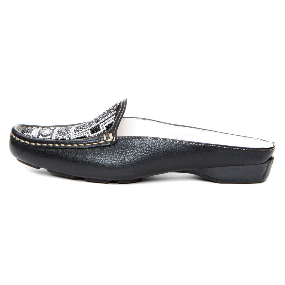 Donald J Pliner Women's LovageSP Black/White/Black Leather Loafers Size 6 M - Comfortable Slip-On Shoes for Work, Travel & Casual Outfits