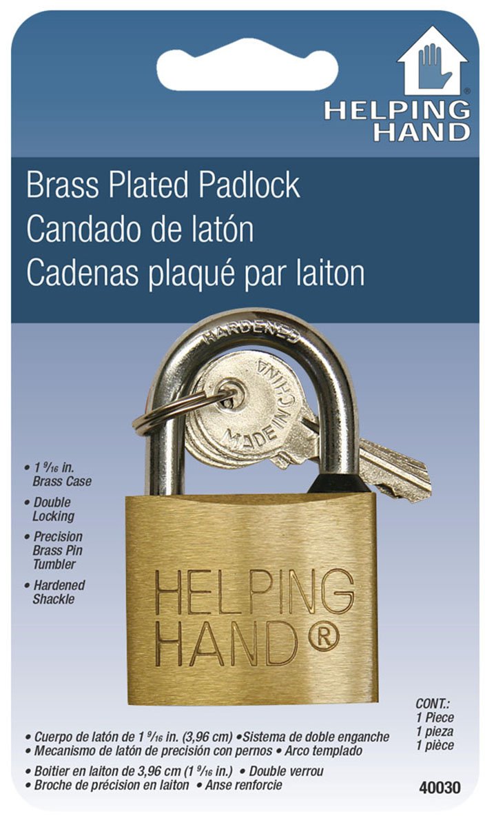 Solid Brass Helping Hand Padlock 1-1/4