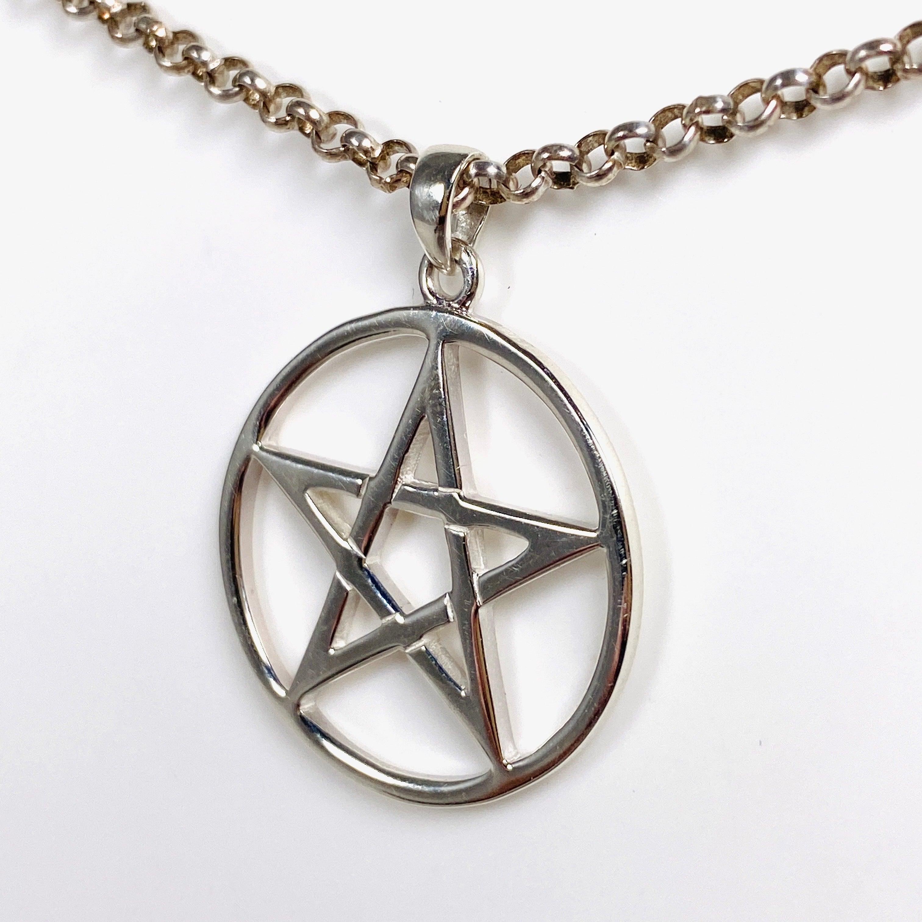 Pentagram 35mm Pendant Necklace - Stainless Steel Gothic Jewelry for Men & Women - Perfect for Occult Lovers, Wiccan Rituals, and Alternative Fashion