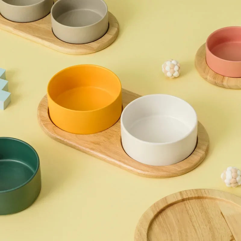 Premium Whisker Wood Pet Feeding Bowl for Cats & Dogs - Eco-Friendly, Non-Slip, Durable Raised Dog & Cat Food Dish - Perfect for Home, Travel, and Outdoor Use