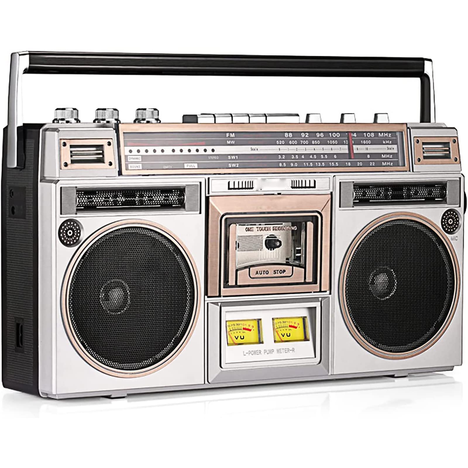Portable Cassette Boombox with AM/FM Radio, Bluetooth 5.0, Built-in Stereo Speakers - Wireless Music Player for Home, Office & Outdoor Use - Compatible with Smartphones, Tablets & MP3 Players