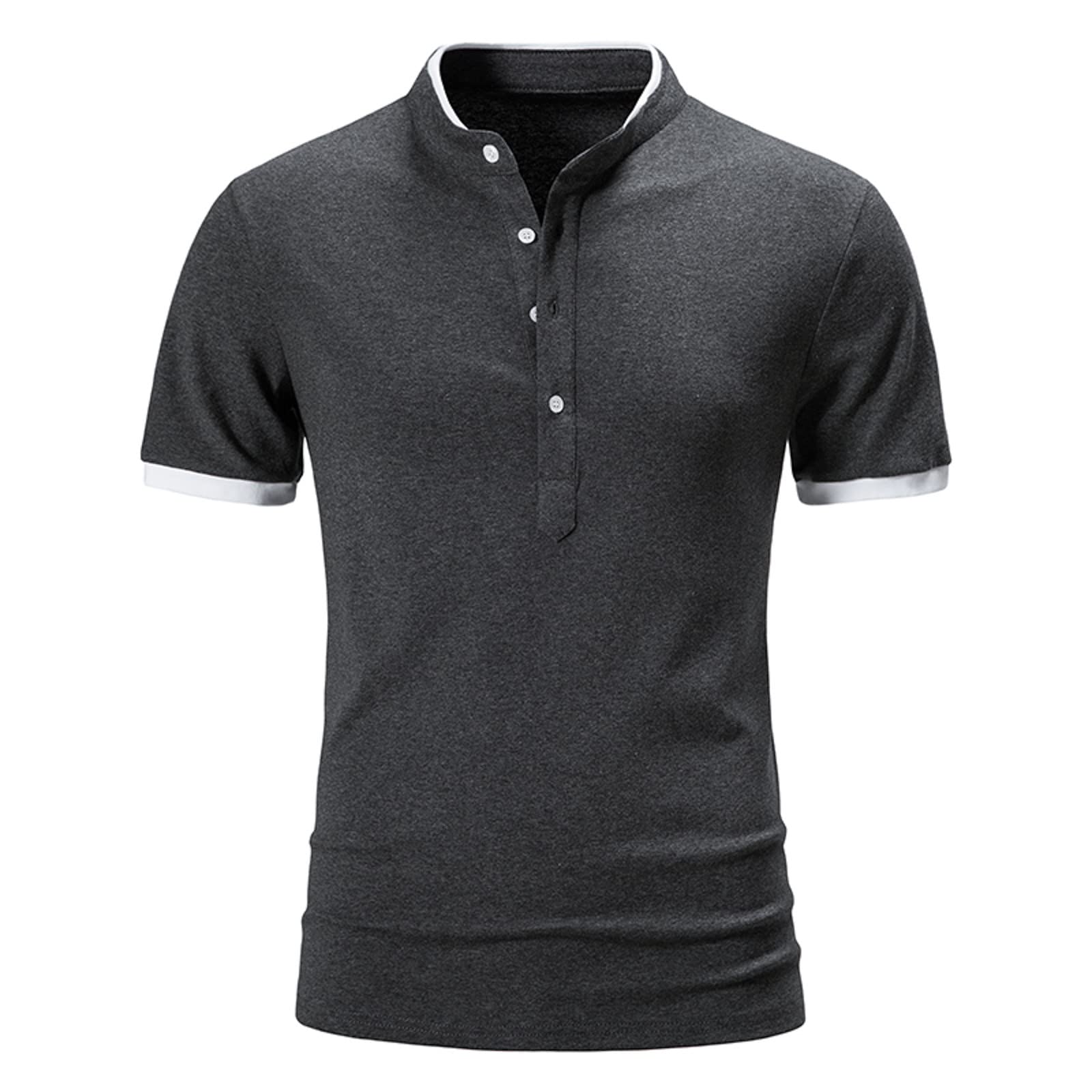 Slim Fit Men's Dress Shirt - Casual & Business Formal Button Down Shirt with Contrast Inner, Short Sleeve Summer Shirt for Office, Dating & Outdoor Events