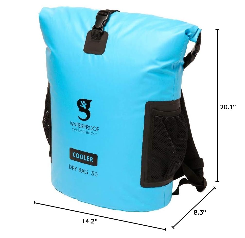 Geckobrands 30L Waterproof Backpack Cooler - Holds 24 Cans or 18 Bottles - Insulated Dry Bag Backpack with 3-Section Padded Back - Perfect for Camping, Hiking, Beach & Outdoor Adventures