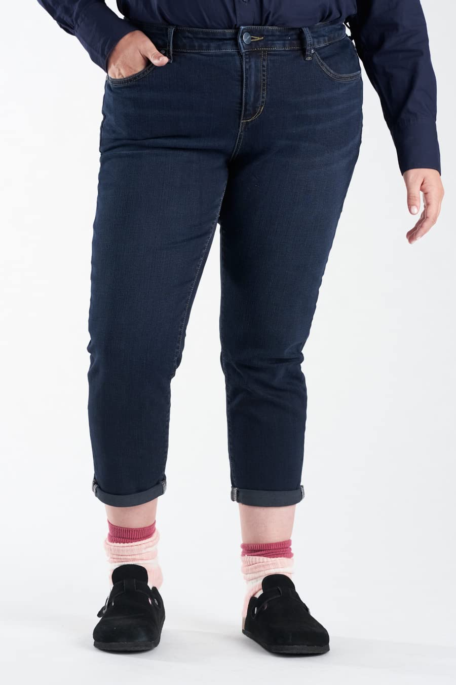 SLINK Jeans Mid Rise Easy Fit Boyfriend - Stretch Denim Pants for Women - Plus Size 14-24 - Comfortable Casual Wear for Everyday & Office