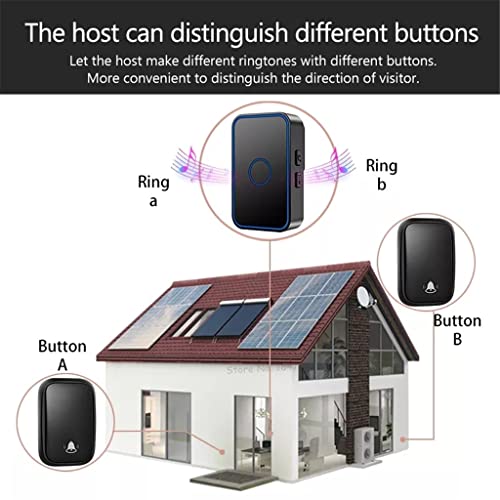 Wireless Doorbell with LED - No Battery Needed, 150M Range, 60 Chime Tones, Easy Installation for Home Security (Black) - Perfect for Apartments, Houses & Offices