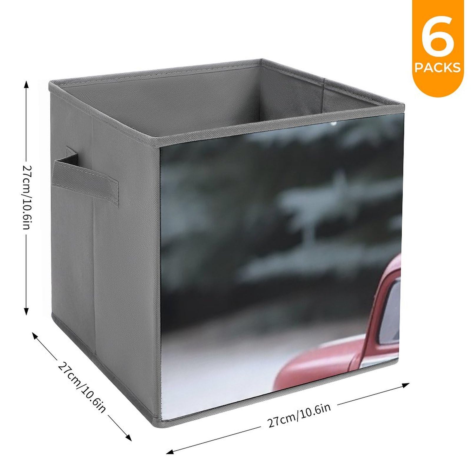 6-Pack Christmas Truck Collapsible Storage Bins with Handles - Large Closet Organizer Baskets for Clothing, Toys & Holiday Decor - Perfect for Home, Bedroom, Nursery and Holiday Storage Organization