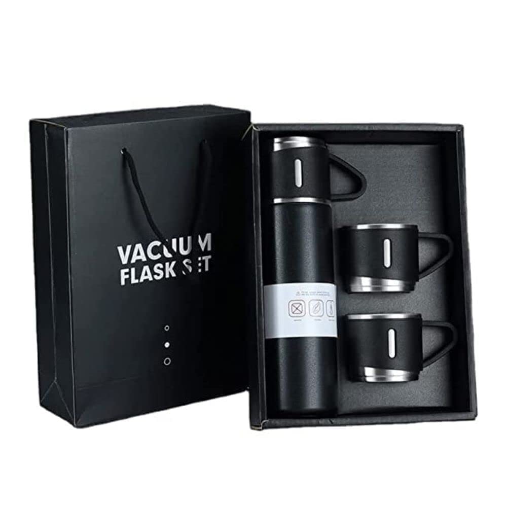 Premium Double Wall Stainless Steel Vacuum Insulated Water Bottle - 500ML Leakproof Thermos for Hot & Cold Drinks, Comes with 2 Cups - Ideal for Travel, Camping, Office & Gym - Great Gift for Coffee & Tea Lovers (Multicolor Options)