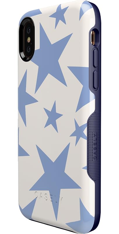 Casely iPhone Xs Max Case - Stars Align Design | Blue & White Star Pattern Protective Cover | Slim Fit Shockproof Phone Case for Everyday Use & Travel Protection