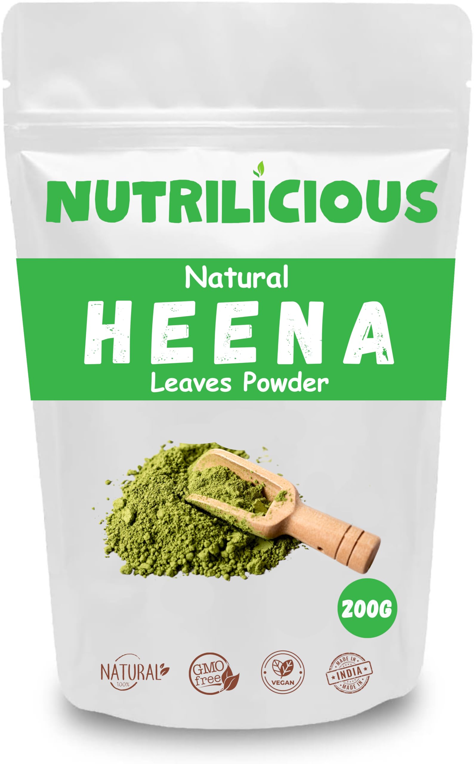 Nutrilicious 100% Natural Henna Powder for Hair Dye - 350g Original Rajasthani Mehndi | Chemical-Free Heena Hair Color for All Hair Types | Marudhani Powder for Gray Coverage & Hair Conditioning | Perfect for DIY Hair Coloring at Home & Professional Salon Use
