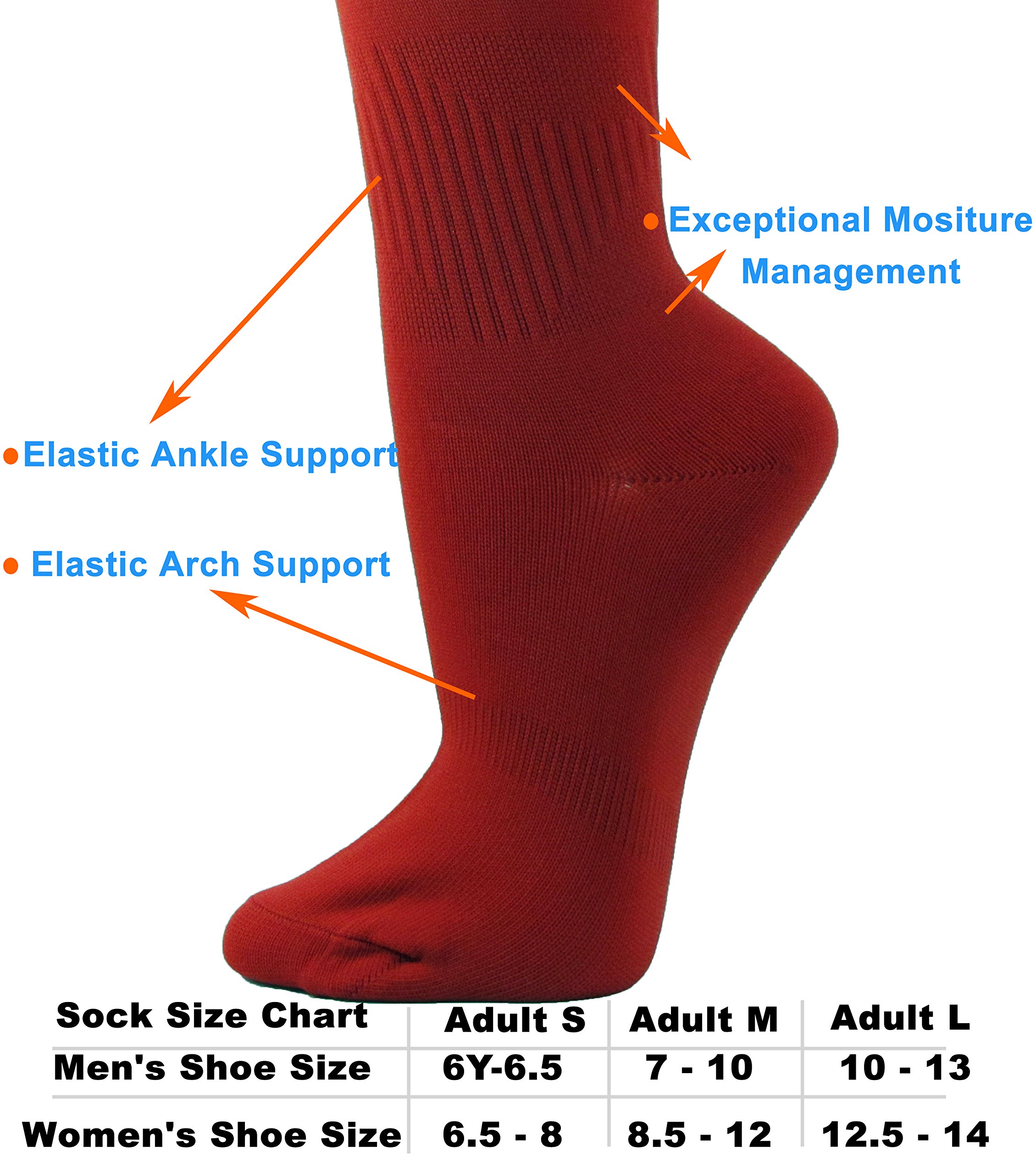 COUVER Affordable Polyester Soccer Knee High Socks - Breathable Team Sports Socks for Men & Women - Perfect for Soccer, Running, Football & Gym Workouts
