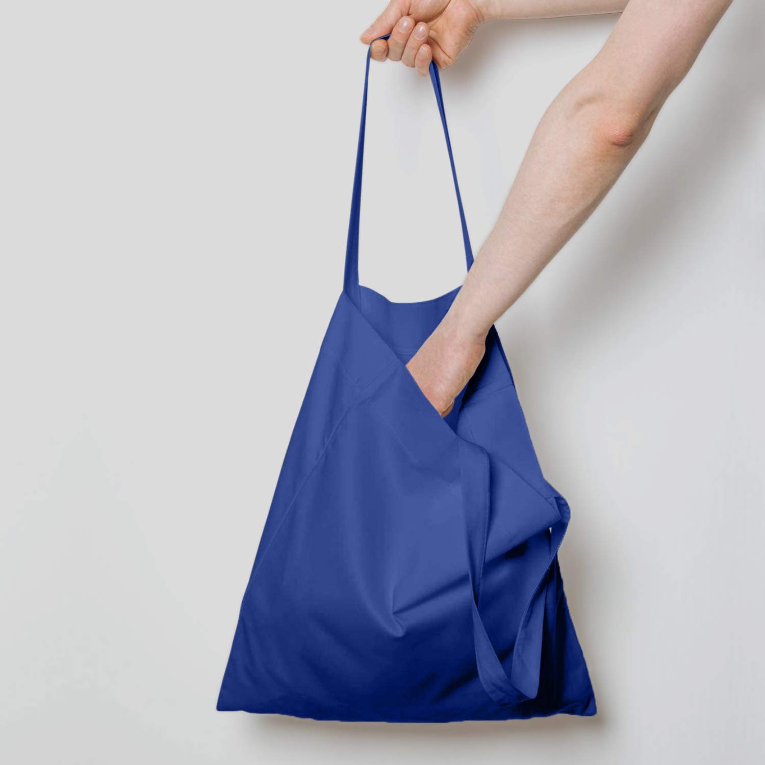 NPBAG 15 Pack 15'' X 16'' Blue Cotton Tote Bags - Lightweight Bulk Blank Cloth Shopping Bags with 1 PTFE Teflon Sheet | Reusable Grocery Bags for Shopping, Beach, Picnic & Farmers Market