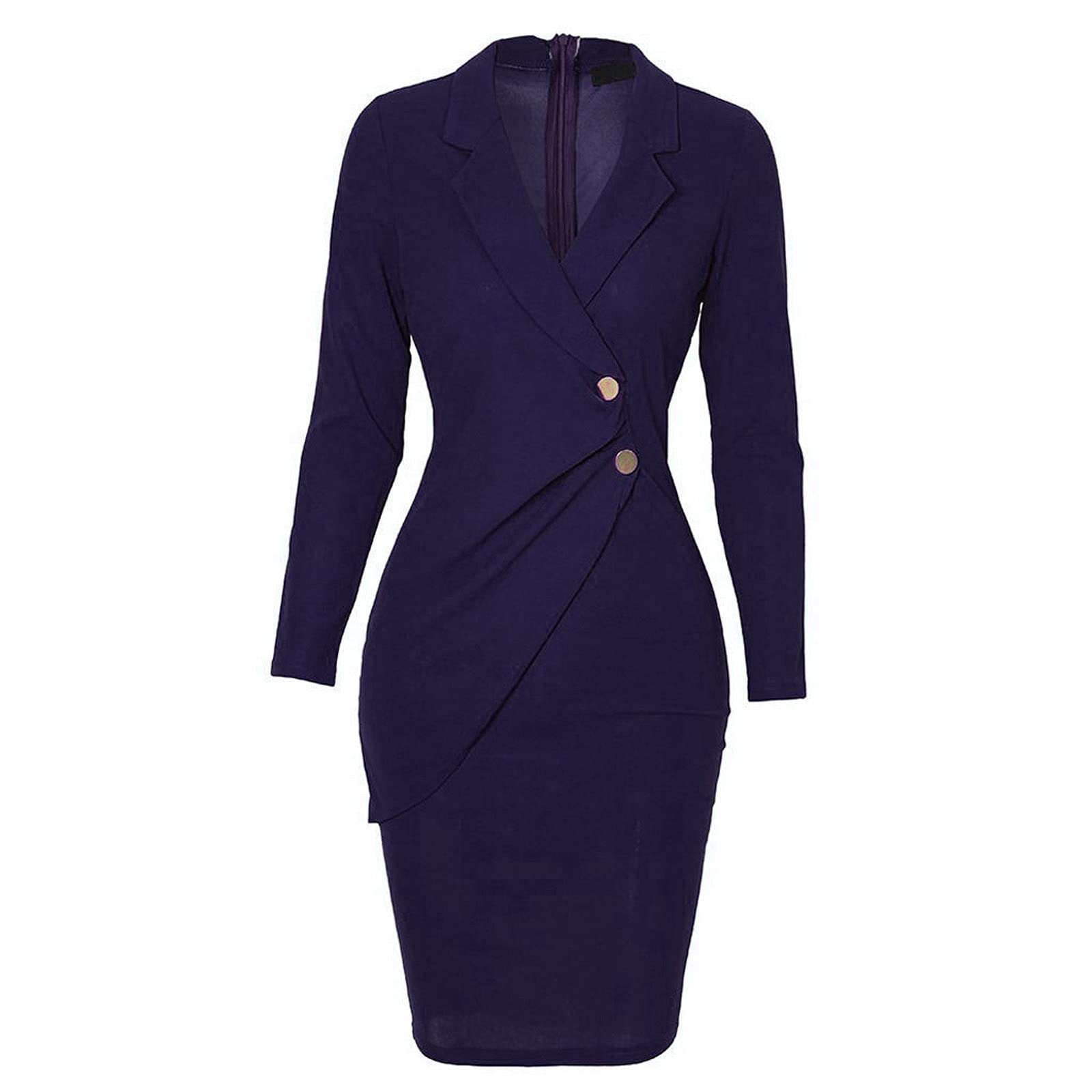 Slim Tunic Blazer for Women - Fall Winter Long Sleeve Work Dress | Office & Party Wear