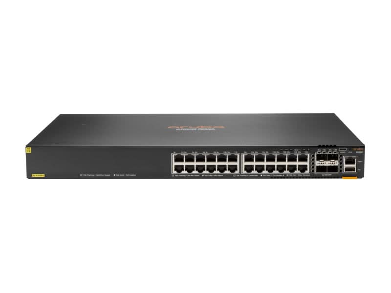 Aruba 6300F 24-Port 1GbE Class 4 PoE + 4-Port SFP56 Managed L3 Gigabit Ethernet Switch (10/100/1000) with Power over Ethernet | 1U Rackmount | Gray JL666A#ACC | Ideal for Enterprise Networks, Data Centers & High-Performance Office Environments