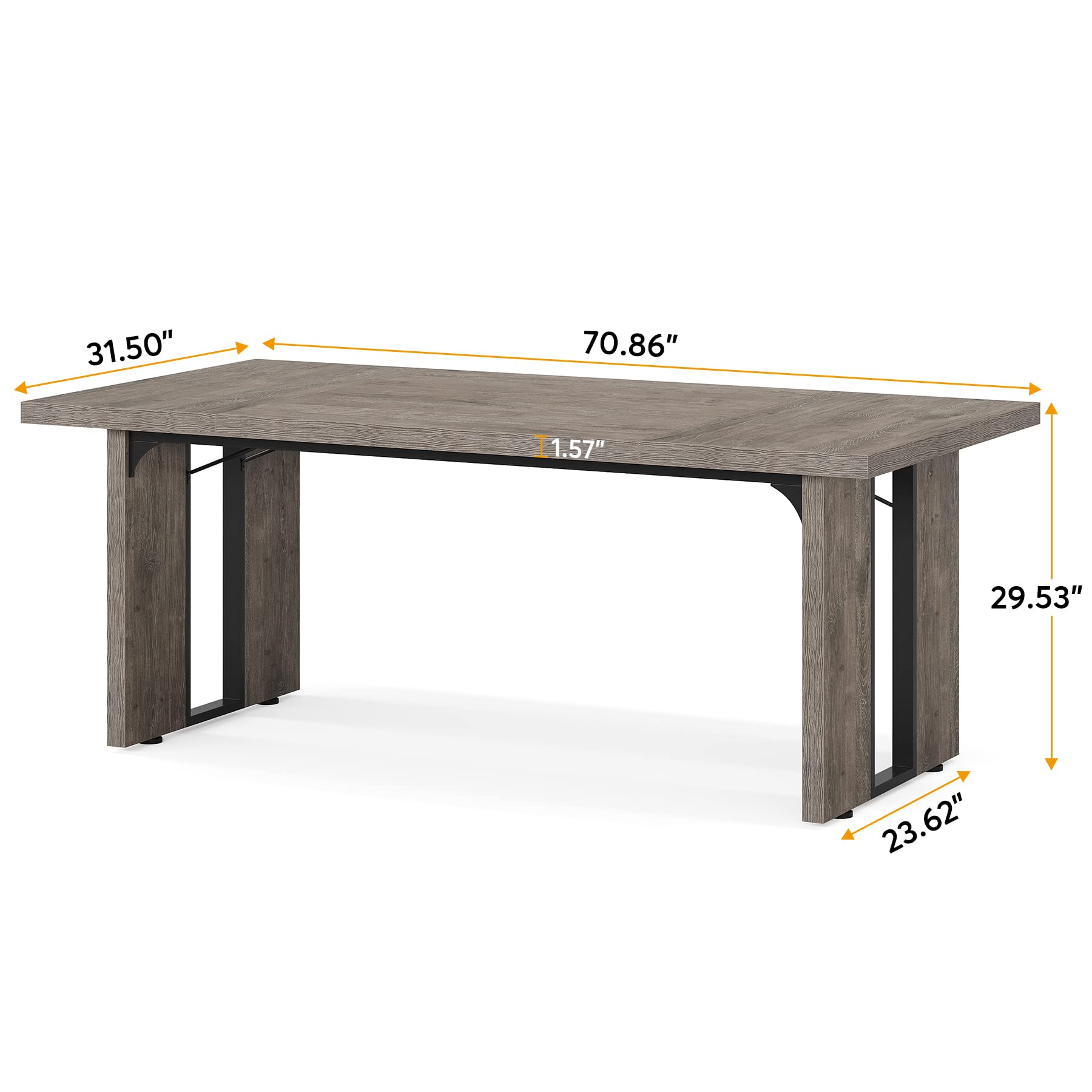 Tribesigns 71 Inch Large Dining Table for 6-8 People, Rustic Farmhouse Style Rectangular Kitchen Table, Solid Wood Dining Room Table for Family Gatherings, Dinner Parties & Home Decor