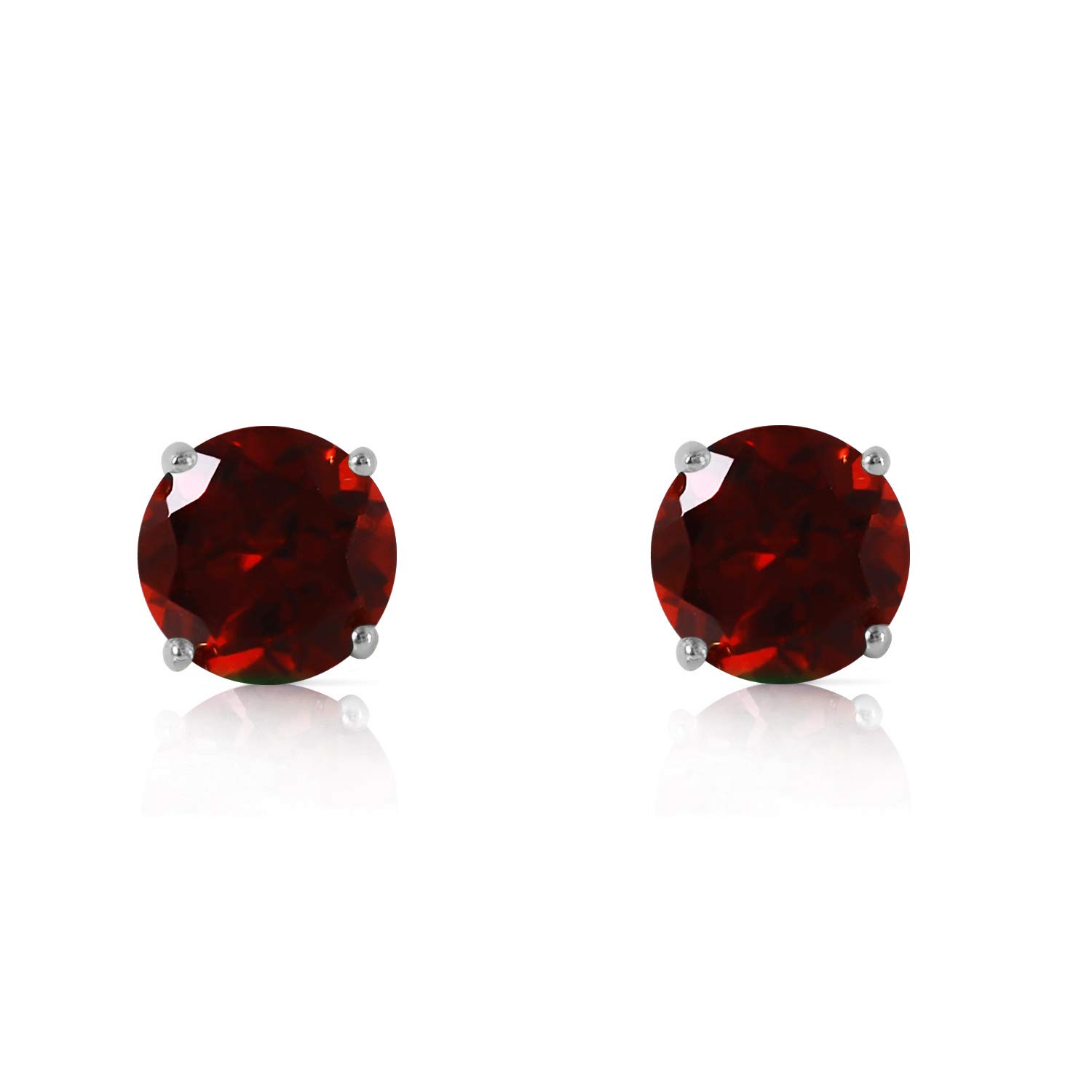 14K White Gold Garnet Stud Earrings for Women | GG Galaxy Gold | Elegant & Durable Jewelry Gift | Perfect for Weddings, Parties & Everyday Wear