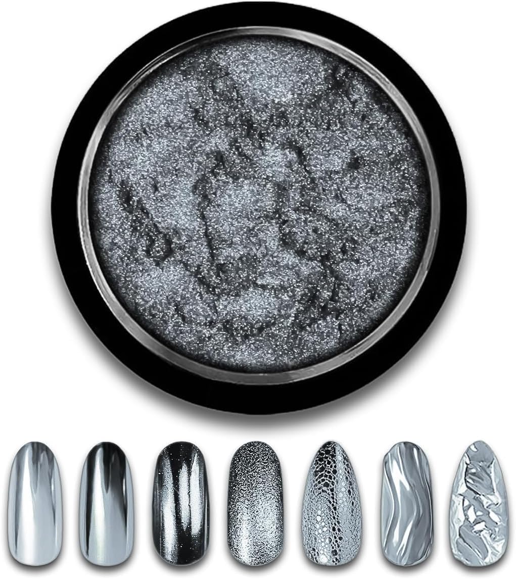 Sminakh 1 Pack Chrome Nail Powder Set - Metallic Mirror Effect Nail Art Powder for Glitter & Shine | Multicolor Chrome Nail Polish for Salon & DIY Manicures at Home