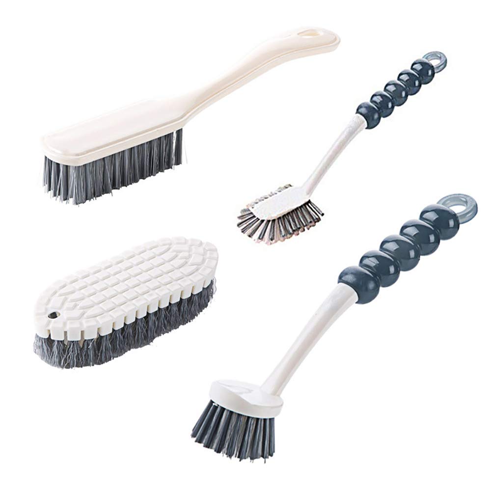 4-Piece Flexible Cleaning Brush Set - Kitchen Cooktop, Shoe, Bathroom & Laundry Brushes with Ergonomic Handle | Multi-Surface Cleaning for Home, Office & Outdoor Use