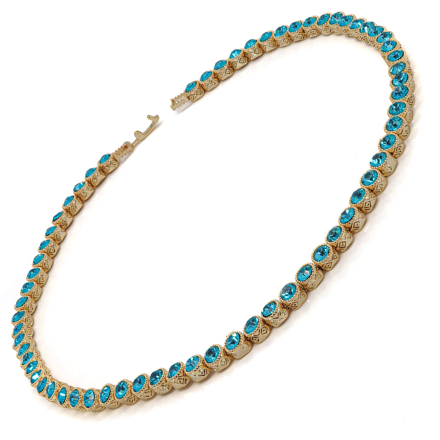Elegant Aquamarine Tennis Mystic Necklace for Women | Dainty Blue Gemstone Jewelry | Perfect for Weddings, Anniversaries & Everyday Wear