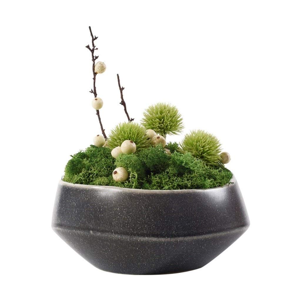 Chinese-Style Artificial Moss Plant with Ceramic Pot - Mini Bonsai for Home Decor, Coffee Table Centerpiece, Office Desk & Living Room Decoration
