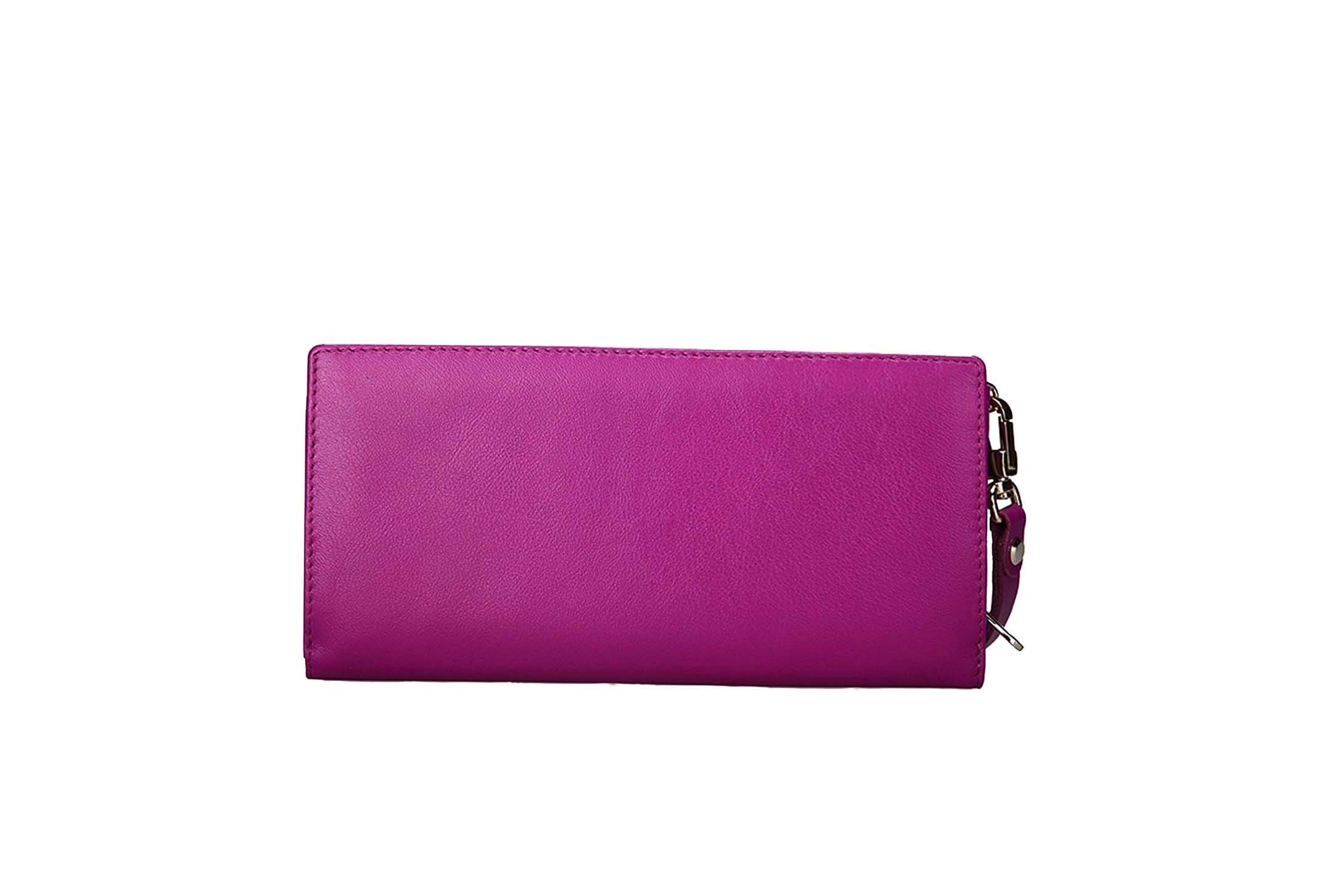 Women's Flip Lock Calfskin Leather Wristlet Wallet - Slim RFID Blocking Clutch Purse for Everyday Use, Travel & Night Out