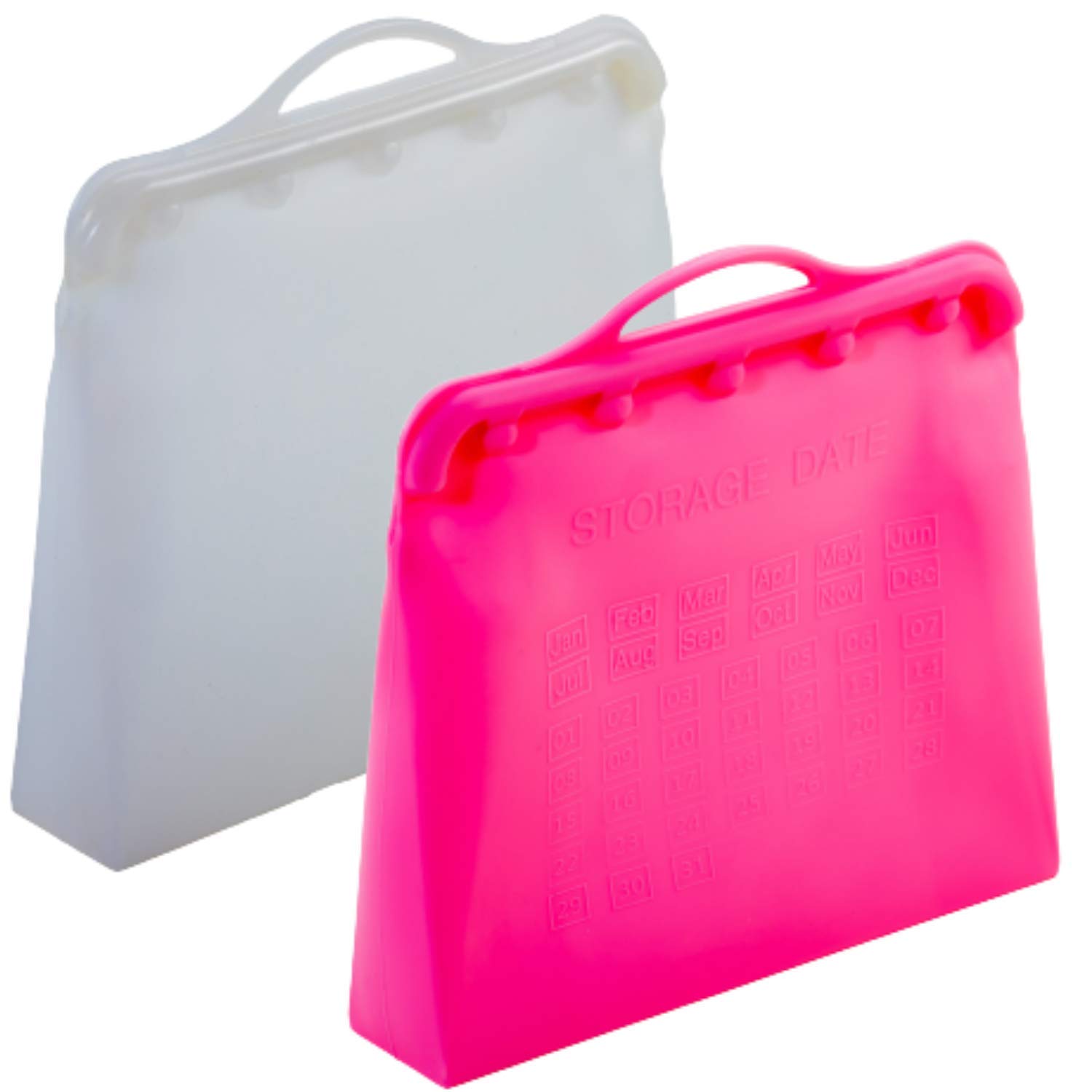 Eco-Friendly Reusable Silicone Food Storage Bags 2-Liter (2-Pack) - Clear & Light Pink | Leakproof Freezer & Meal Prep Containers for Kitchen, Camping & Travel