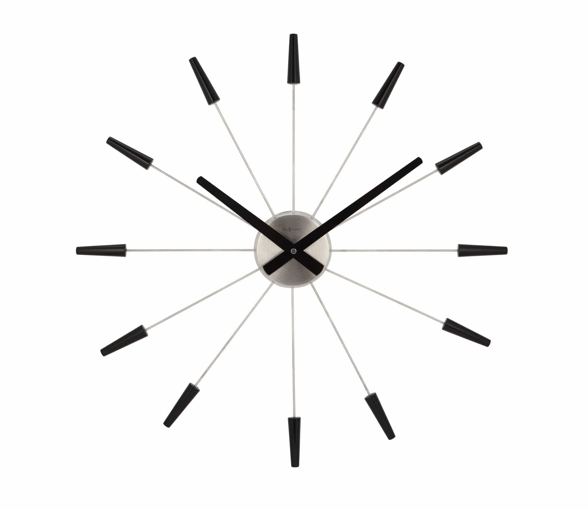 NeXtime Plug-In Wall Clock - Silver & Black Modern Design | Battery-Free Operation | Perfect for Living Room, Bedroom, Office & Kitchen Decor