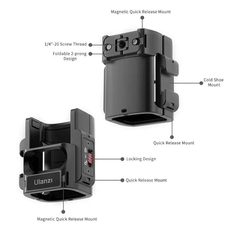 Ulanzi PK 06 Expansion Adapter Compatible with DJI Osmo Pocket 3 (C014) - Perfect for Vlogging, Travel & Action Camera Accessories