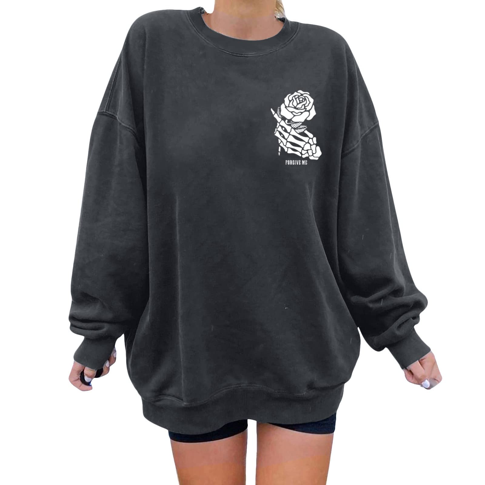 Women's Graphic Fleece Zip-Up Sweatshirt - Loose Fit Hoodless Pullover with Round Neck - Casual Winter Wear for Outdoor Activities & Lounge Comfort