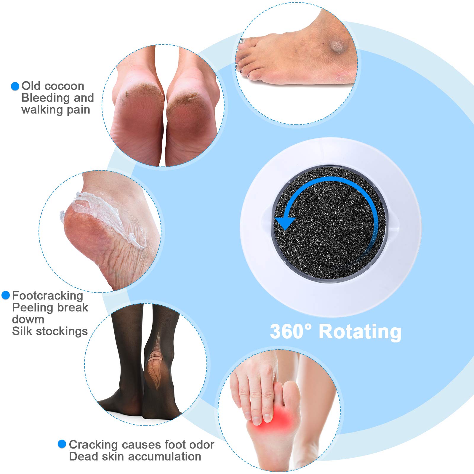 20 Pieces Coarse Replacement Pads for Electric Foot Grinder - Vacuum Adsorption Callus Remover Heads - Hard Skin & Cracked Heels Treatment - Dead Skin Exfoliation (Black) - Perfect for Home Pedicure & Foot Care Routine