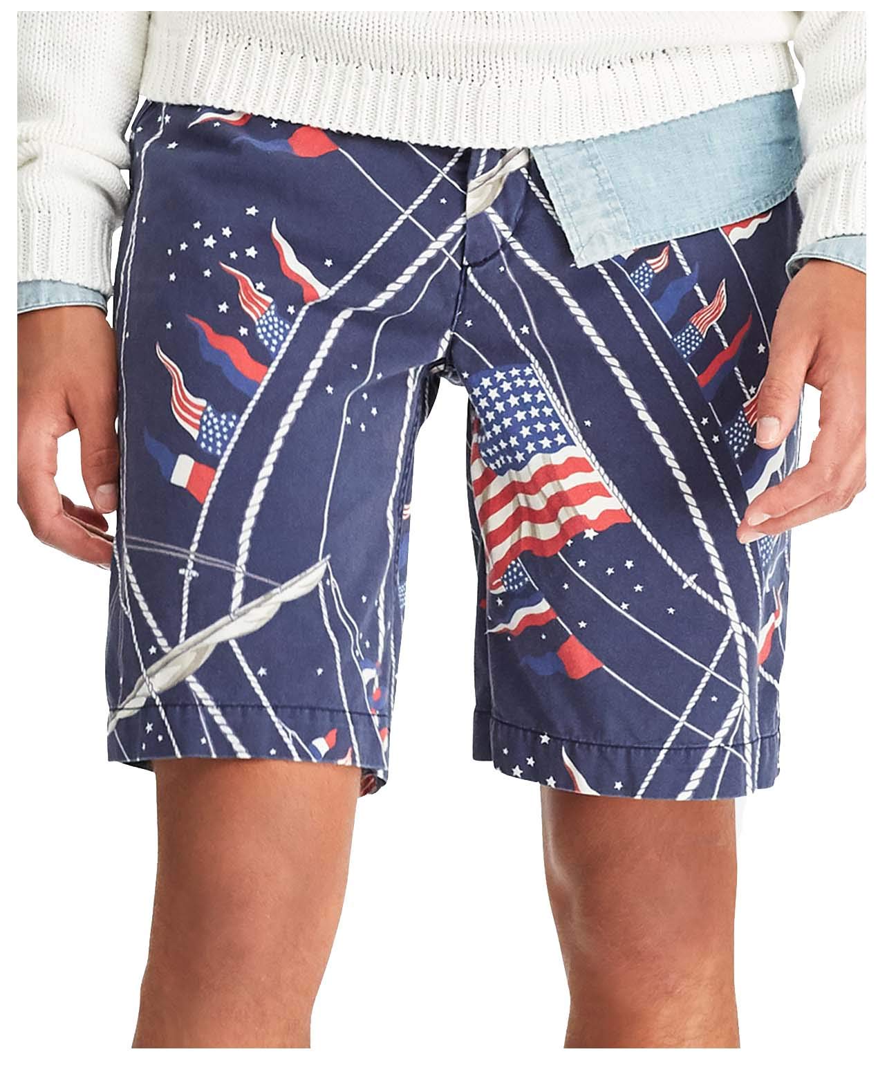 Ralph Lauren Polo Relaxed Fit Nautical Flag Printed Men's Shorts - Size 31, Breathable Cotton, Casual Summer Wear for Beach, Yachting & Outdoor Activities