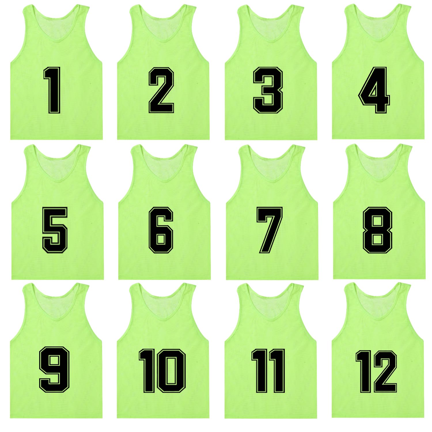 Breathable Nylon Mesh Soccer Training Vests for Adults & Youth - Numbered Practice Bibs for Team Drills, Scrimmages & Sports Conditioning