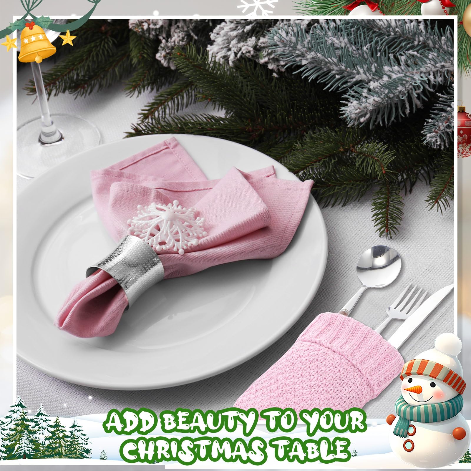 24 Pcs 7 Inch Knit Christmas Stockings - Rustic Farmhouse Cable Knit Mini Stocking Decorations for Xmas Tree Hanging, Gift Exchange & Holiday Party Decor (Pink) - Perfect for Fireplace Mantel, Staircase & Christmas Village Displays