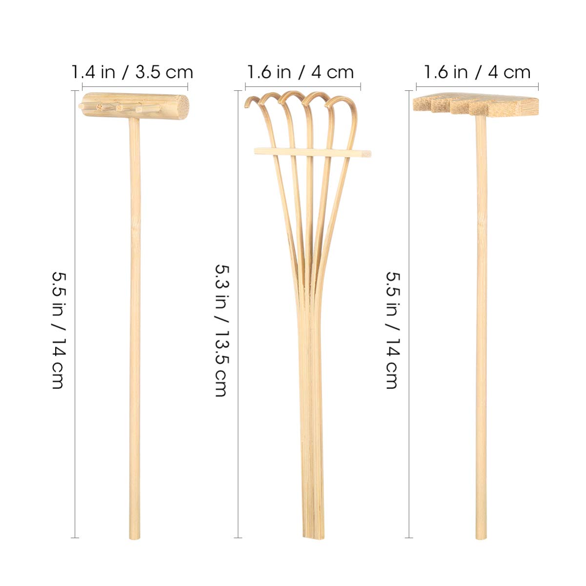 EXCEART 3-Piece Mini Zen Garden Tools Set - Bamboo Sand Rake, Desktop Zen Garden Accessories for Meditation & Stress Relief - Perfect for Office Desk, Home Decor, DIY Rock Garden & Mindfulness Practice